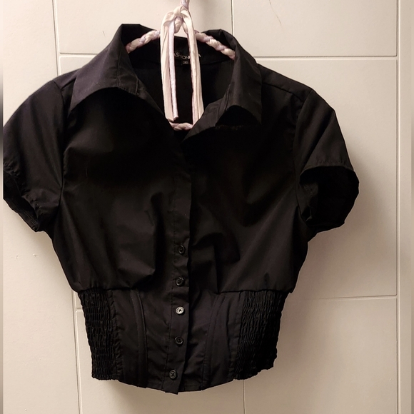 Black Button-Up Women's Top - Picture 1 of 2